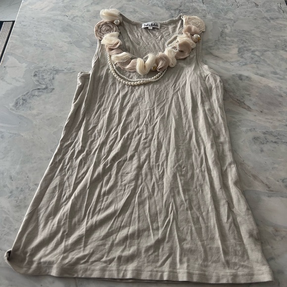 Lady Dutch Tops - Vintage lady Dutch Tank top with Floral and pearl accents